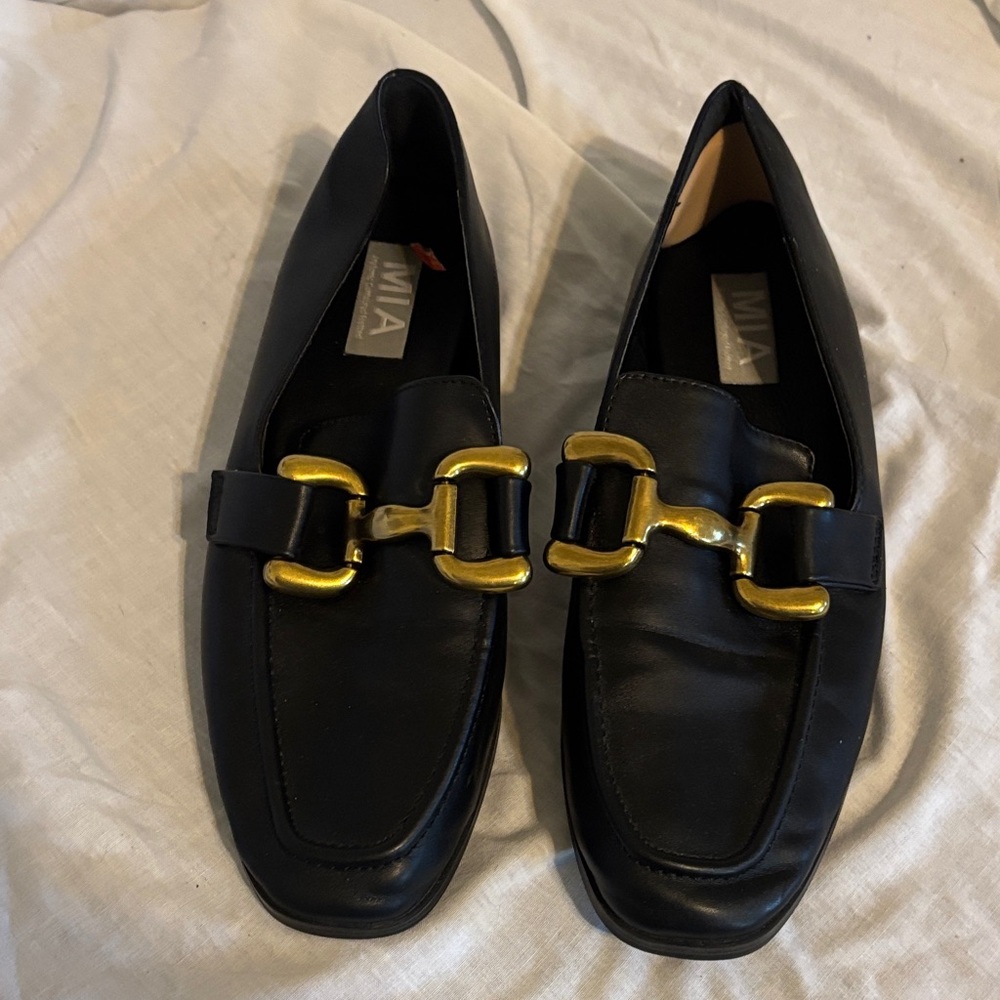 MIA Black Loafers with Gold Accent
